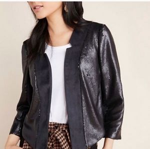 Anthropologie Shonda Faux Suede Cropped Jacket Black XS